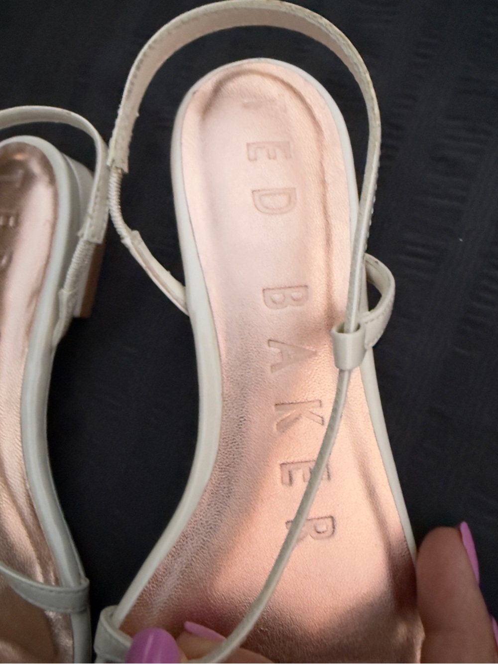 Ted Baker Cream Slingback Heeled Sandals with Rose Gold Insole - Picture 4 of 9